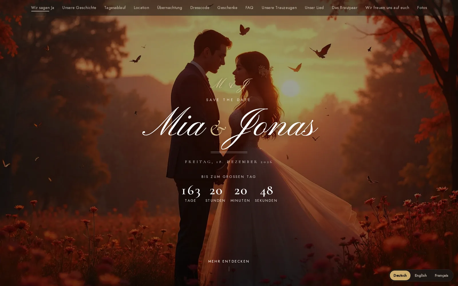 Beispiel-Event „Mia & Jonas“, live auf planato gebaut.